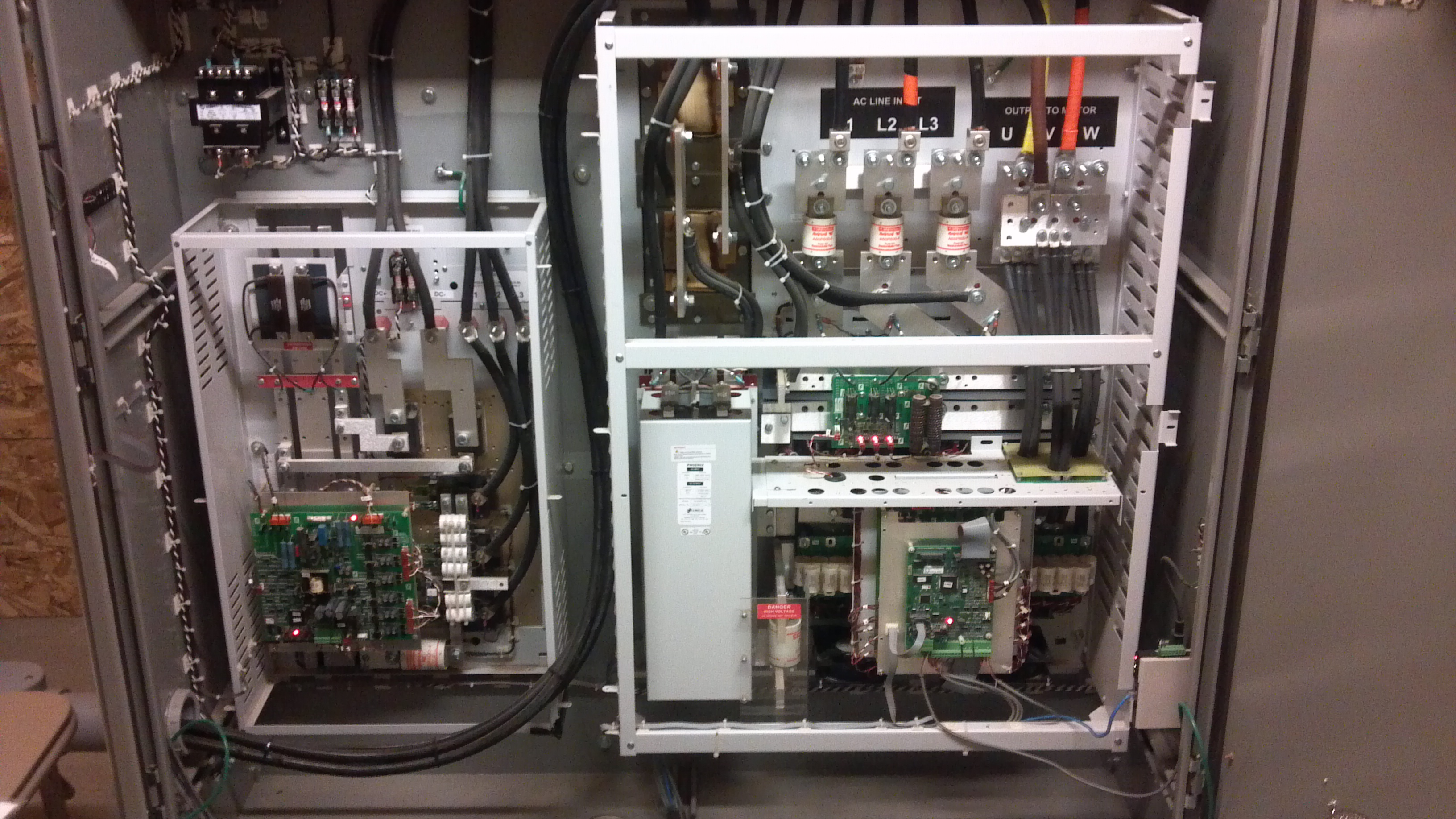 Close up of VFD and Regen unit